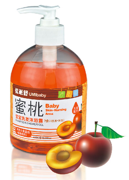 優米舒蜜桃寶寶洗發沐浴露二合一