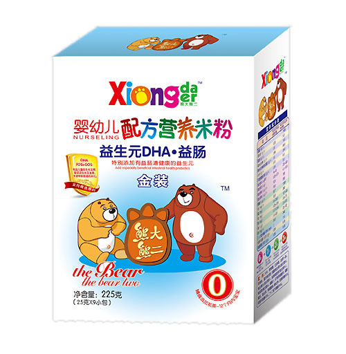 熊大熊二益生元DHA益腸嬰幼兒營養米粉