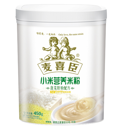 麥喜臣小米營養米粉菠菜肝粉配方罐裝