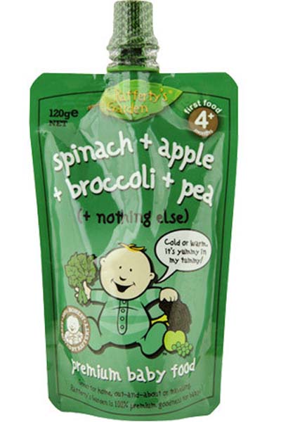 葉子嬰兒果泥(菠菜、蘋果、椰菜和豌豆)