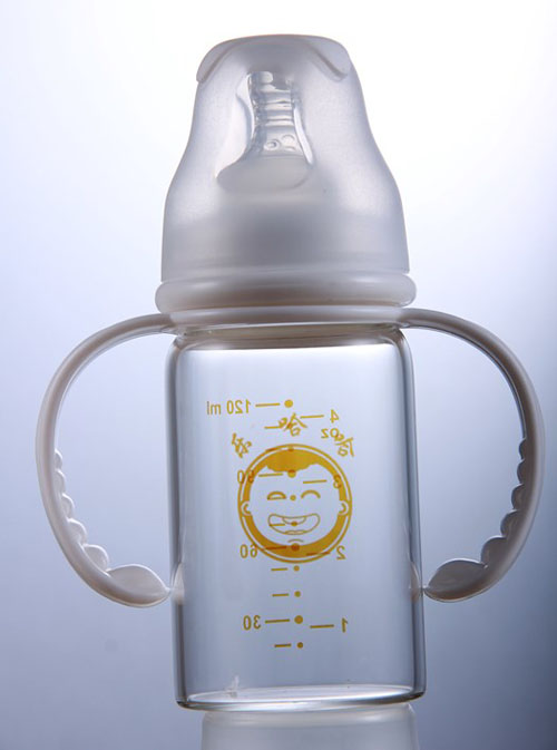 樂哈哈標口直形120毫升晶鉆玻璃奶瓶
