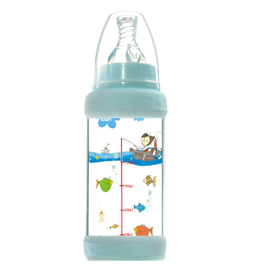 優冠寶貝防護玻璃奶瓶120ml藍色
