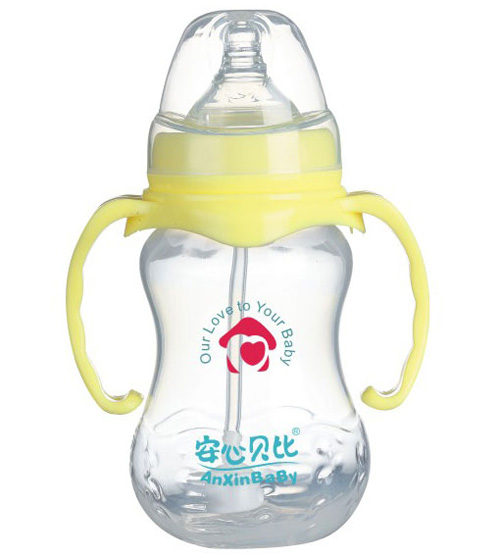 安心貝比雙柄寬口自動吸管弧形奶瓶260ml