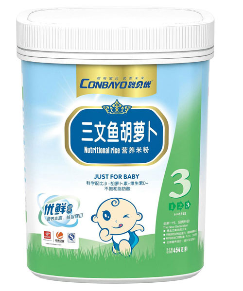 聰貝優三文魚胡蘿卜營養米粉3段聽裝