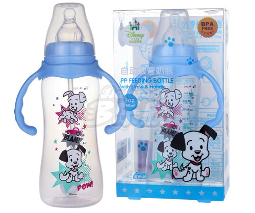 迪士尼寶寶標口徑手柄自動吸管奶瓶(大號)260ml