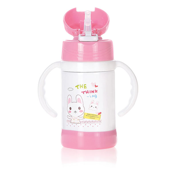 貝樂嘉粉色卡通保溫環保水壺