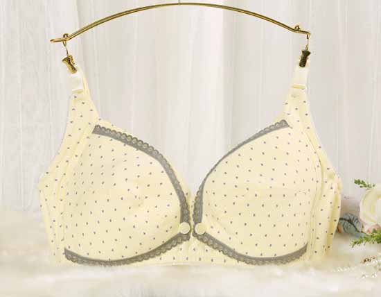 元曼零感輕盈515前開扣無鋼托哺乳內衣內褲黃色玉點