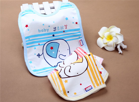 金色小魚單面麻塞爾纖維小象口水圍