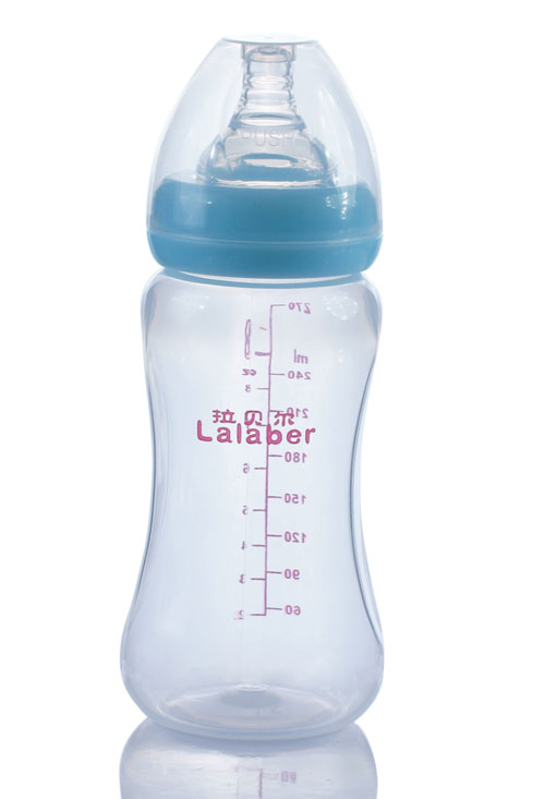 拉貝爾9安士寬口徑PP奶瓶-藍色奶環