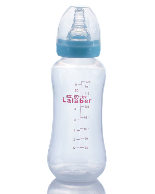 拉貝爾8安士標準口徑PP奶瓶-藍色奶環
