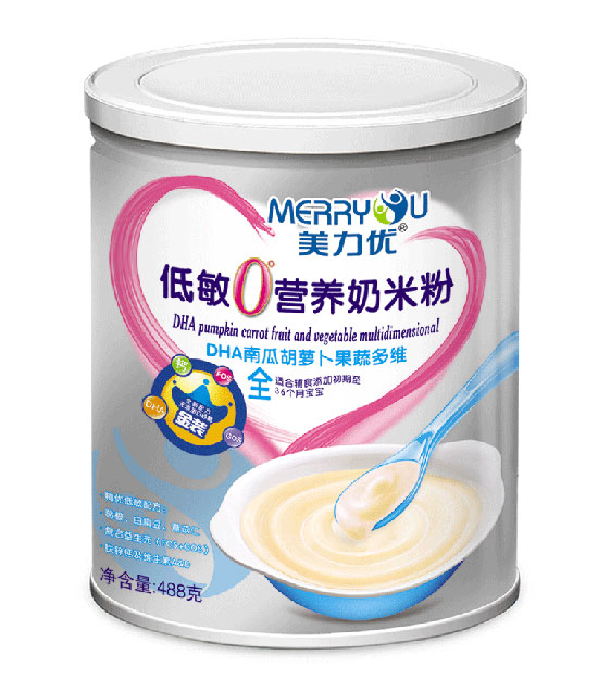 美力優DHA南瓜胡蘿卜果蔬多維聽裝低敏0°營養奶米粉全段