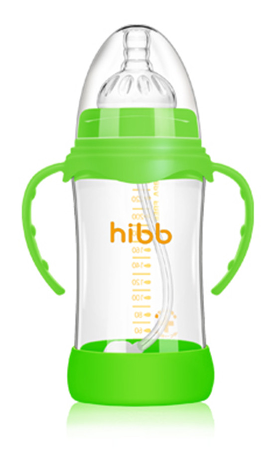 浩一貝貝防摔自動(dòng)玻璃奶瓶綠色240ml