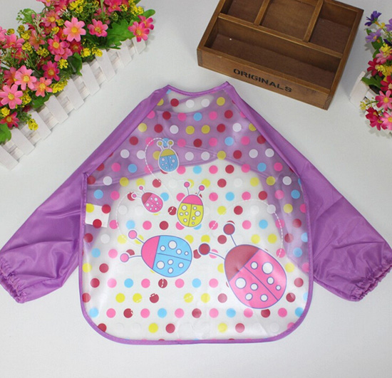 嬰兒EVA免洗吃飯衣圍兜圍嘴長(zhǎng)袖紫