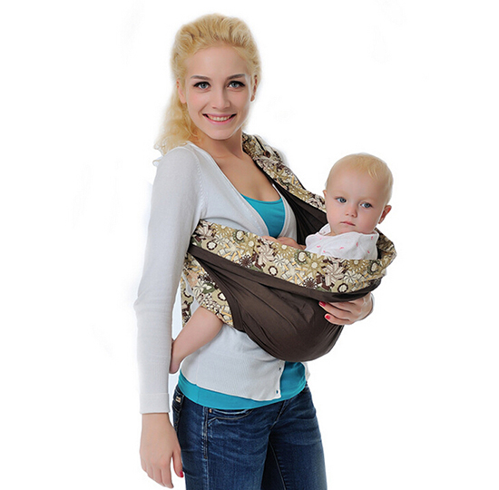 寶寶全棉雙環扣透氣育兒背巾棕色