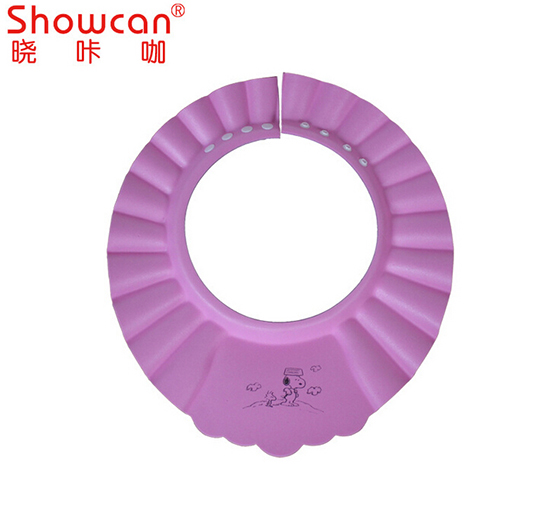 加厚嬰兒高彈可調節EVA洗澡帽紅