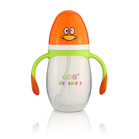 小孩國寬口自動企鵝PP奶瓶210ML 黃色