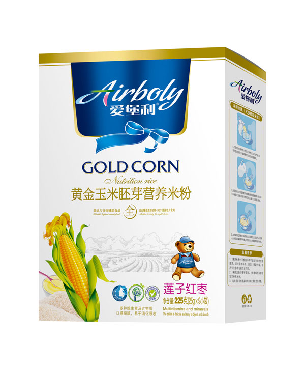 愛堡利黃金玉米胚芽營養米粉-蓮子紅棗盒裝