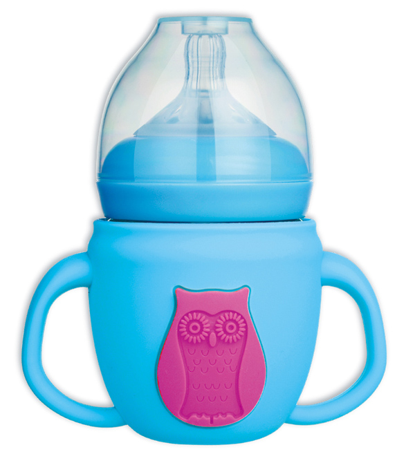 新優怡硅膠保護層玻璃奶瓶 藍色