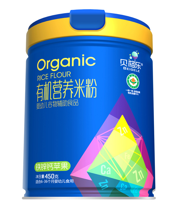 貝格樂有機營養米粉-鈣鐵鋅蘋果 聽裝