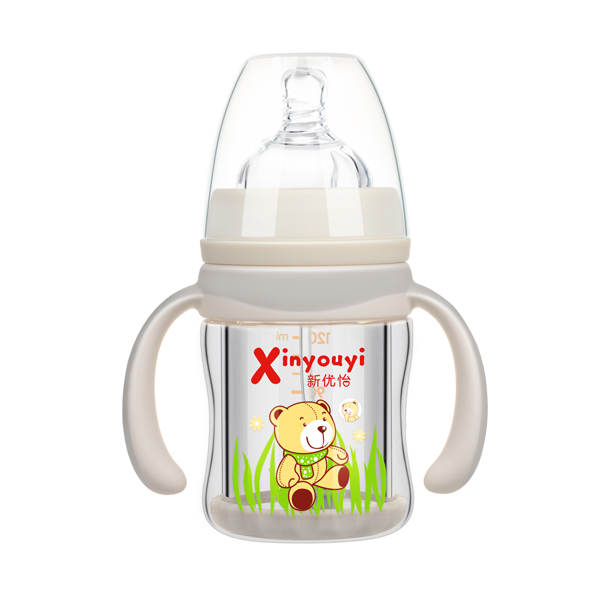 新優怡雙層防爆玻璃奶瓶120ml 灰色