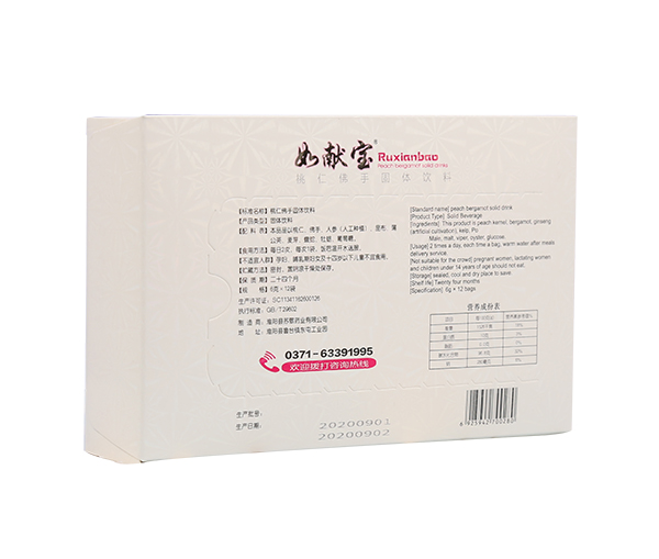 蘇敬如獻寶桃仁佛手固體飲料 背面