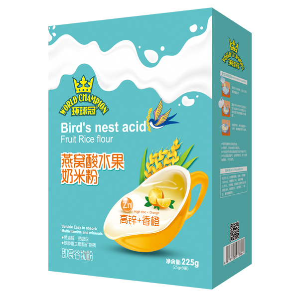 環球冠燕窩酸水果奶米粉盒裝 高鋅+香橙
