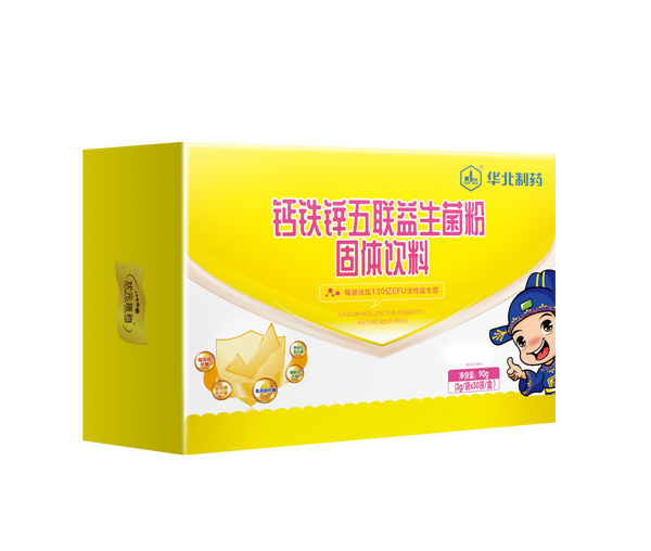 狀元搭檔鈣鐵鋅五聯益生菌粉固體飲料橫盒