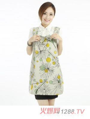 無憂媽咪黃綠色圓點點花蝴蝶結防輻射馬甲