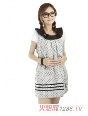 無憂媽咪金屬纖維小圓點蝴蝶結黑寬領防輻射服