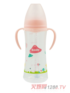 貝斯比寬口弧形PP自動奶瓶300ml紅色