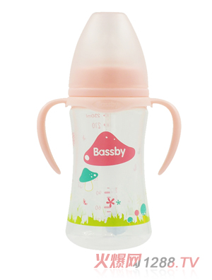 貝斯比寬口弧形PP自動奶瓶230ml紅色