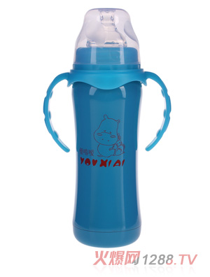 優嘻噯保溫奶瓶240ML藍色