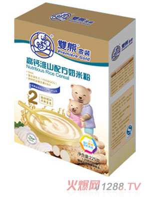 雙熊金裝高鈣淮山配方奶米粉2段盒裝