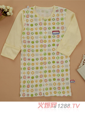 金色小魚純棉素色單面數字長袍