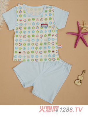 金色小魚純棉素色單面數字短袖肩開套