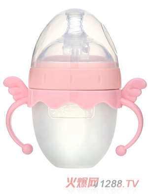 向太陽硅膠奶瓶天使造型粉色