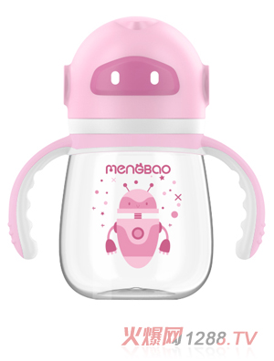 盟寶機器人PPSU奶瓶 粉色