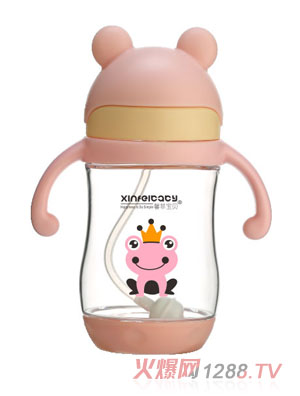 馨菲寶貝Tritan防噴防漏兒童學飲杯D082粉色