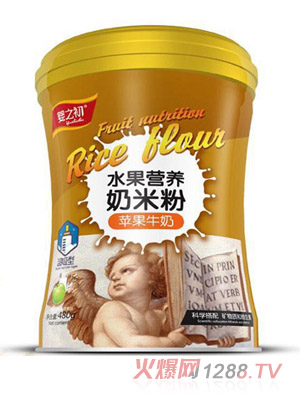 嬰之初水果營養奶米粉-蘋果牛奶罐裝