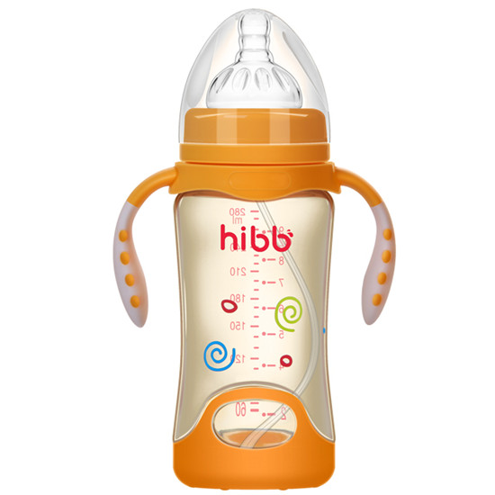 浩一貝貝防摔PPSU奶瓶黃色280ml