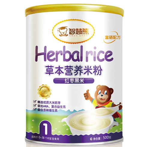 智慧熊紅棗黑米草本營養米粉1段聽裝