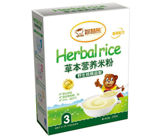 智慧熊野生核桃益智草本營養米粉3段盒裝