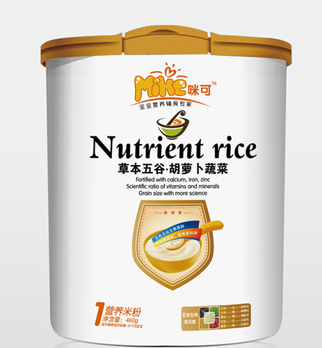 咪可草本五谷胡蘿卜蔬菜營養米粉1段桶裝