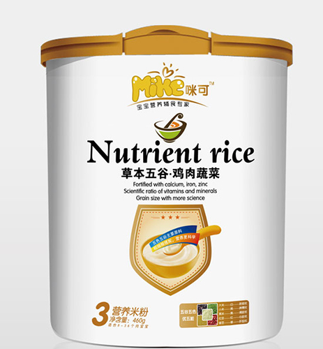 咪可草本五谷雞肉蔬菜營養米粉3段桶裝